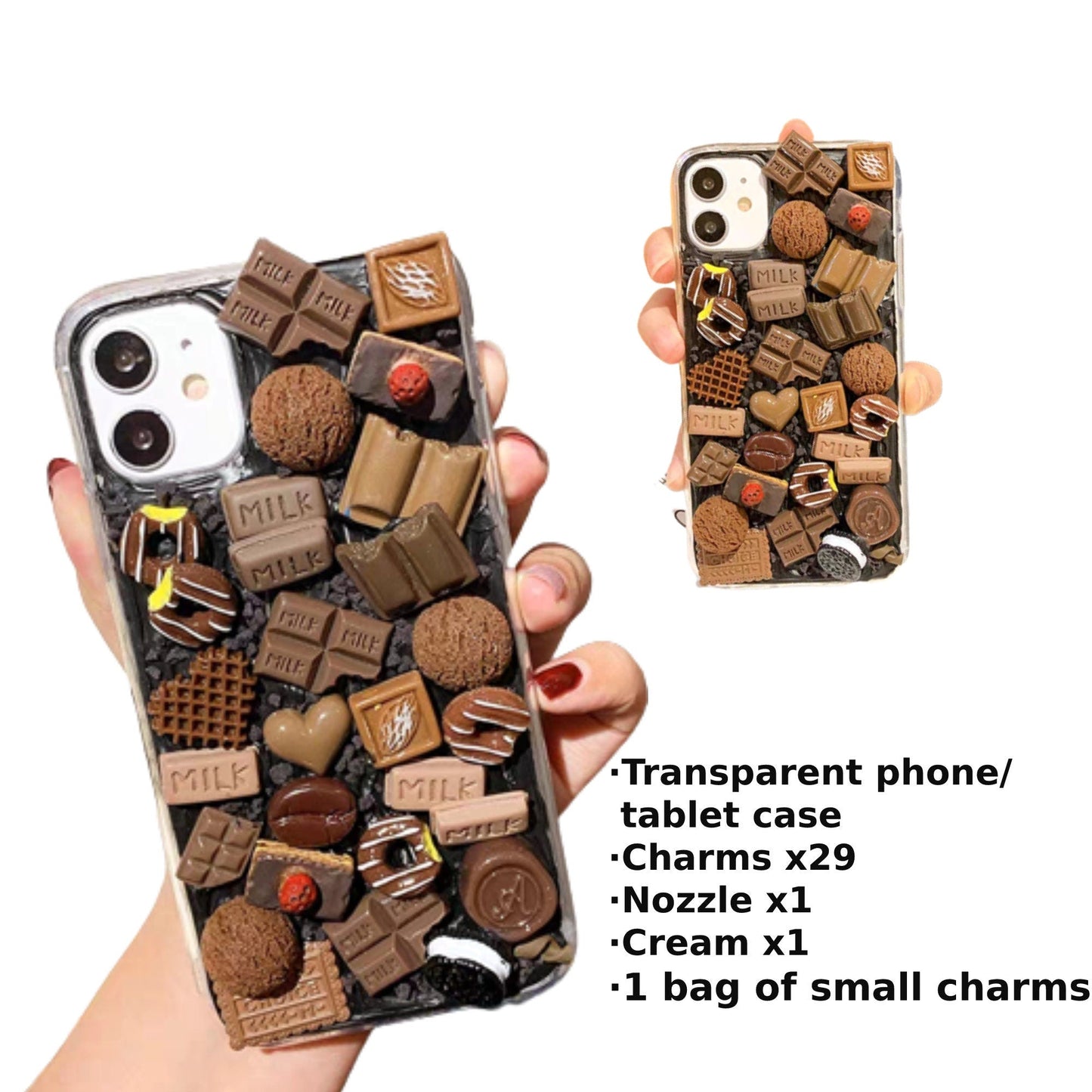 Decoden Custom Phone Case DIY Craft Kit | Chocolate Lovers Candy Donuts Cookies Coffee Charms | Samsung Android iPhone