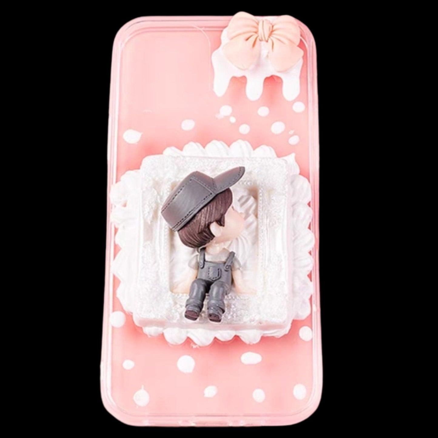 Decoden Custom Phone Case DIY Craft Kit | Kawaii Boy Girl Lovers Kiss Bench Frames Bows Charms | Samsung Android iPhone