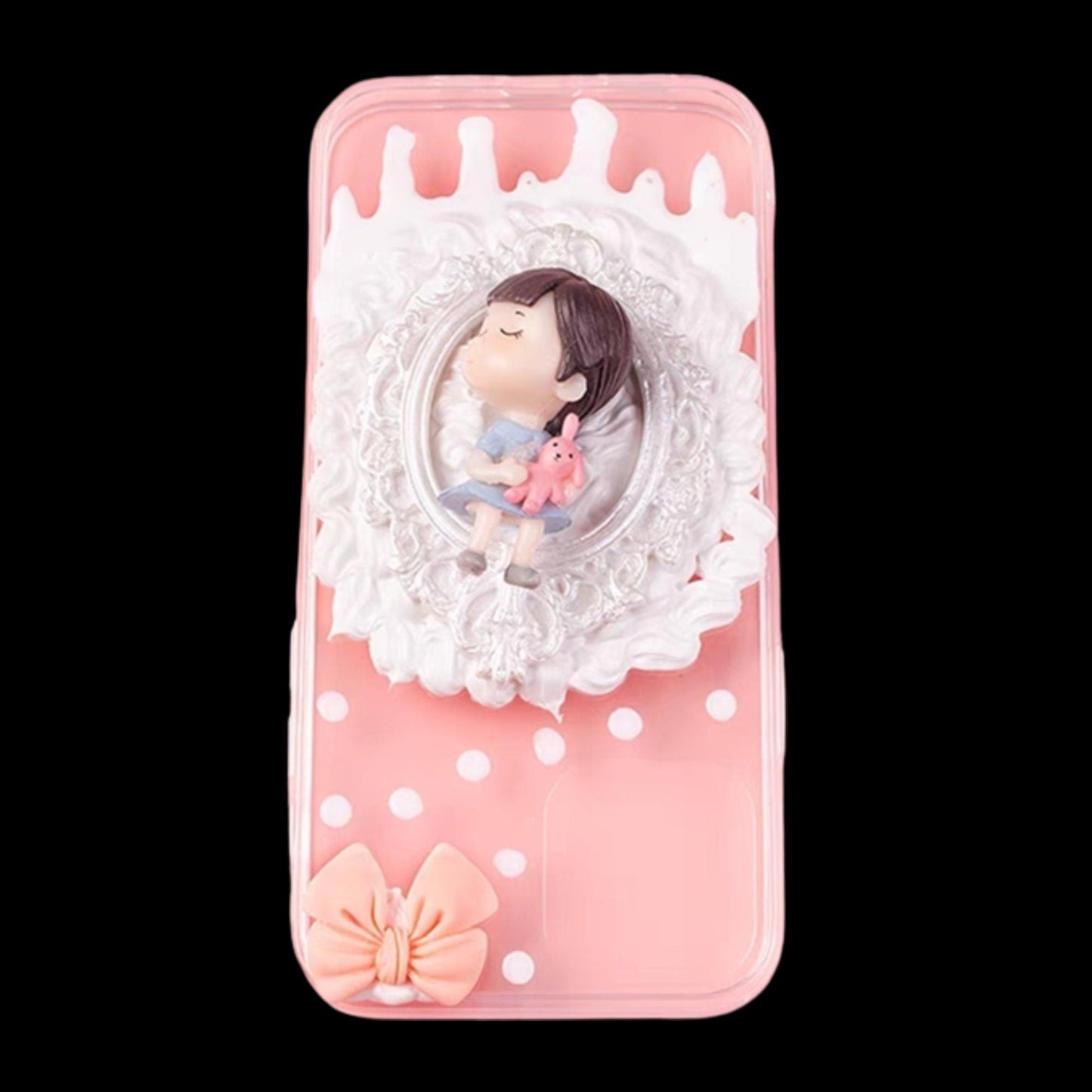 Decoden Custom Phone Case DIY Craft Kit | Kawaii Boy Girl Lovers Kiss Bench Frames Bows Charms | Samsung Android iPhone