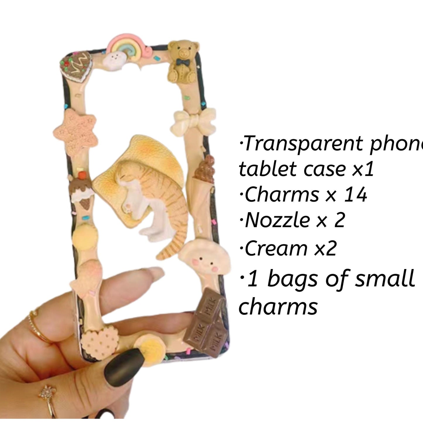 Decoden Custom Phone Case DIY Craft Kits | Cat Sleeping On Toast Cookies Crackers Food Charms | Samsung Android iPhone