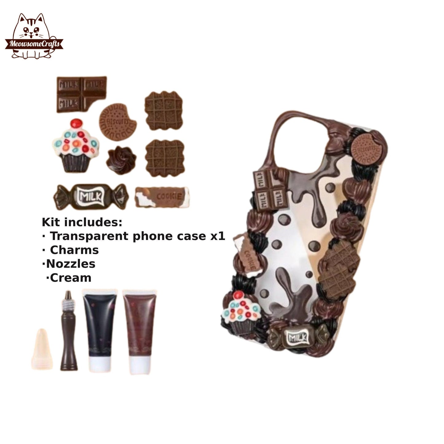 Decoden Custom Phone Case DIY Craft Kits | Chocolate Bar Candy Cupcake Ice Cream Charms | Samsung Android iPhone Cases