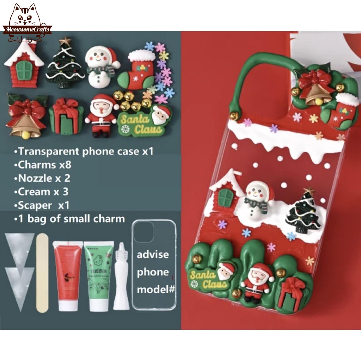 Decoden Custom Phone Case DIY Craft Kits | Christmas Tree Santa Sleigh Reindeer Snowflakes Gifts Charms | Samsung