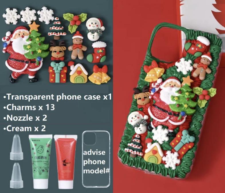 Decoden Custom Phone Case DIY Craft Kits | Christmas Tree Santa Sleigh Reindeer Snowflakes Gifts Charms | Samsung