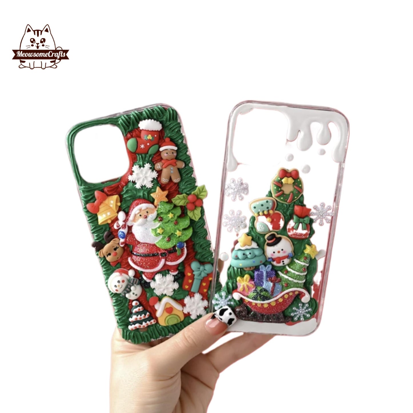 Decoden Custom Phone Case DIY Craft Kits | Christmas Tree Santa Sleigh Reindeer Snowflakes Gifts Charms | Samsung