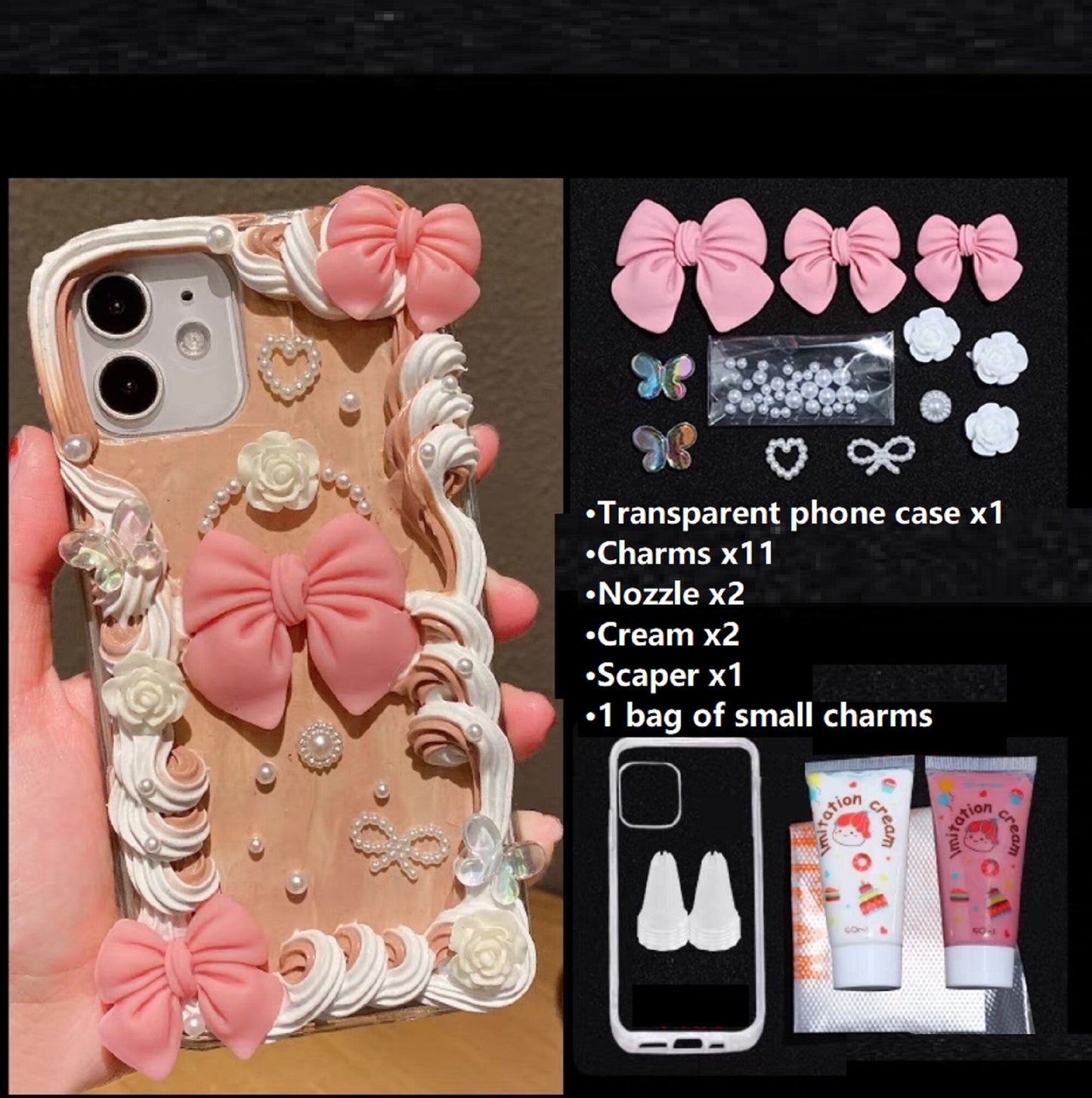 Decoden Custom Phone Case DIY Craft Kits | Iridescent Butterflies Mirror Pearls Frames Angels Charms | Samsung Android