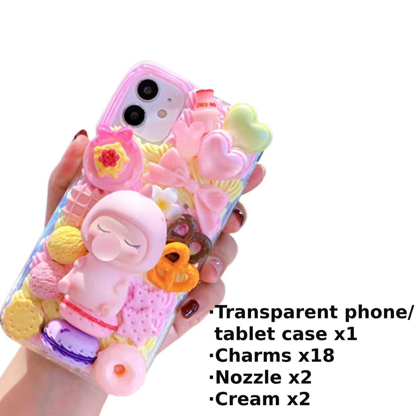 Decoden Custom Phone Case DIY Craft Kits | Kawaii Baby Cookies Ice Cream Hearts Candy Charms | Samsung Android iPhone