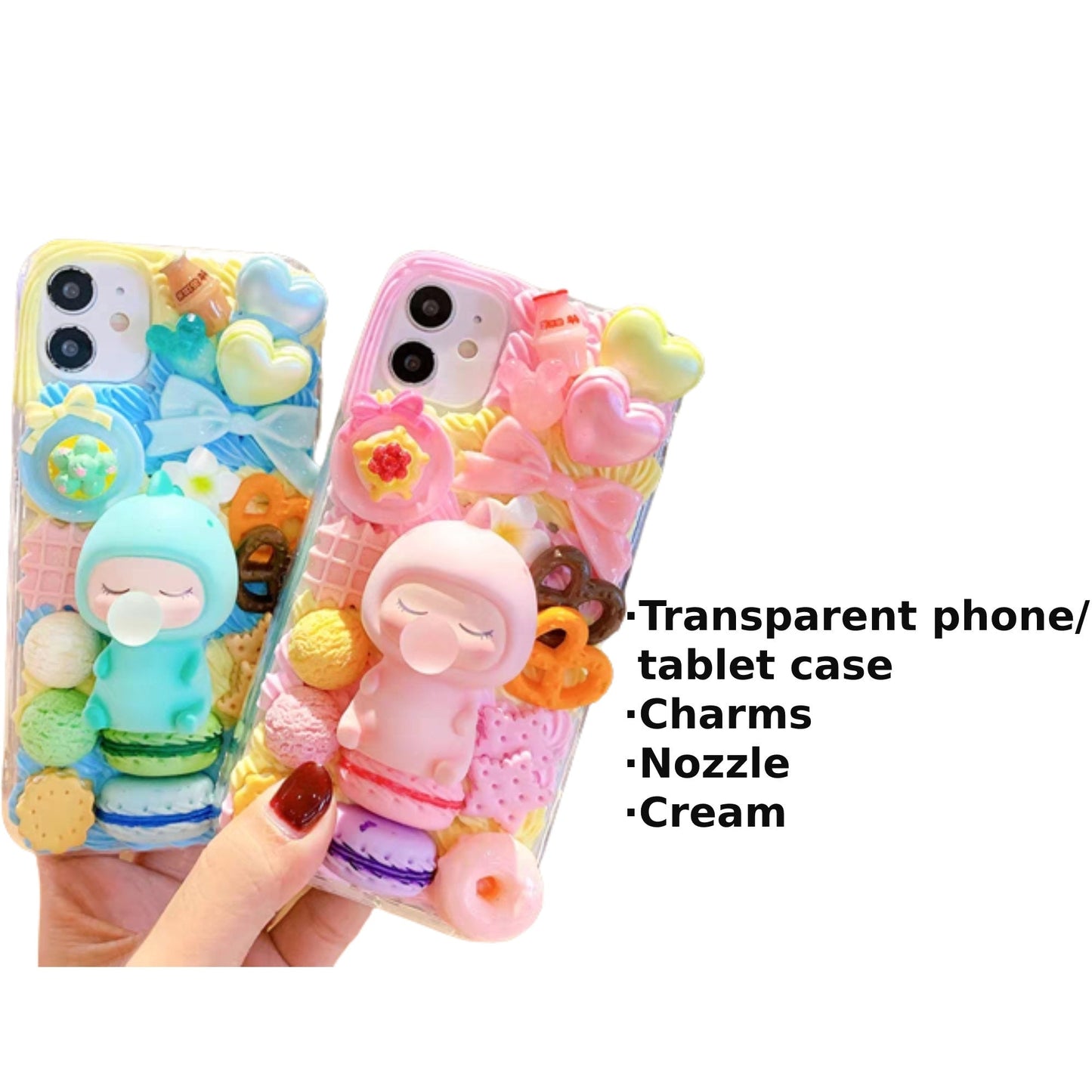 Decoden Custom Phone Case DIY Craft Kits | Kawaii Baby Cookies Ice Cream Hearts Candy Charms | Samsung Android iPhone