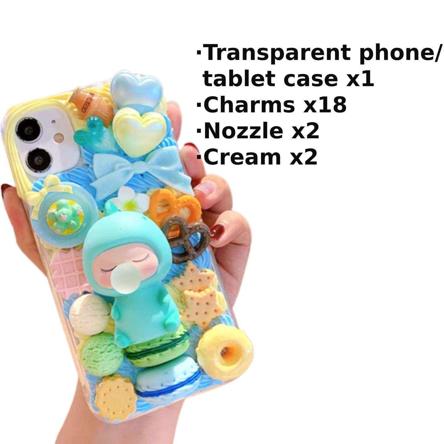 Decoden Custom Phone Case DIY Craft Kits | Kawaii Baby Cookies Ice Cream Hearts Candy Charms | Samsung Android iPhone