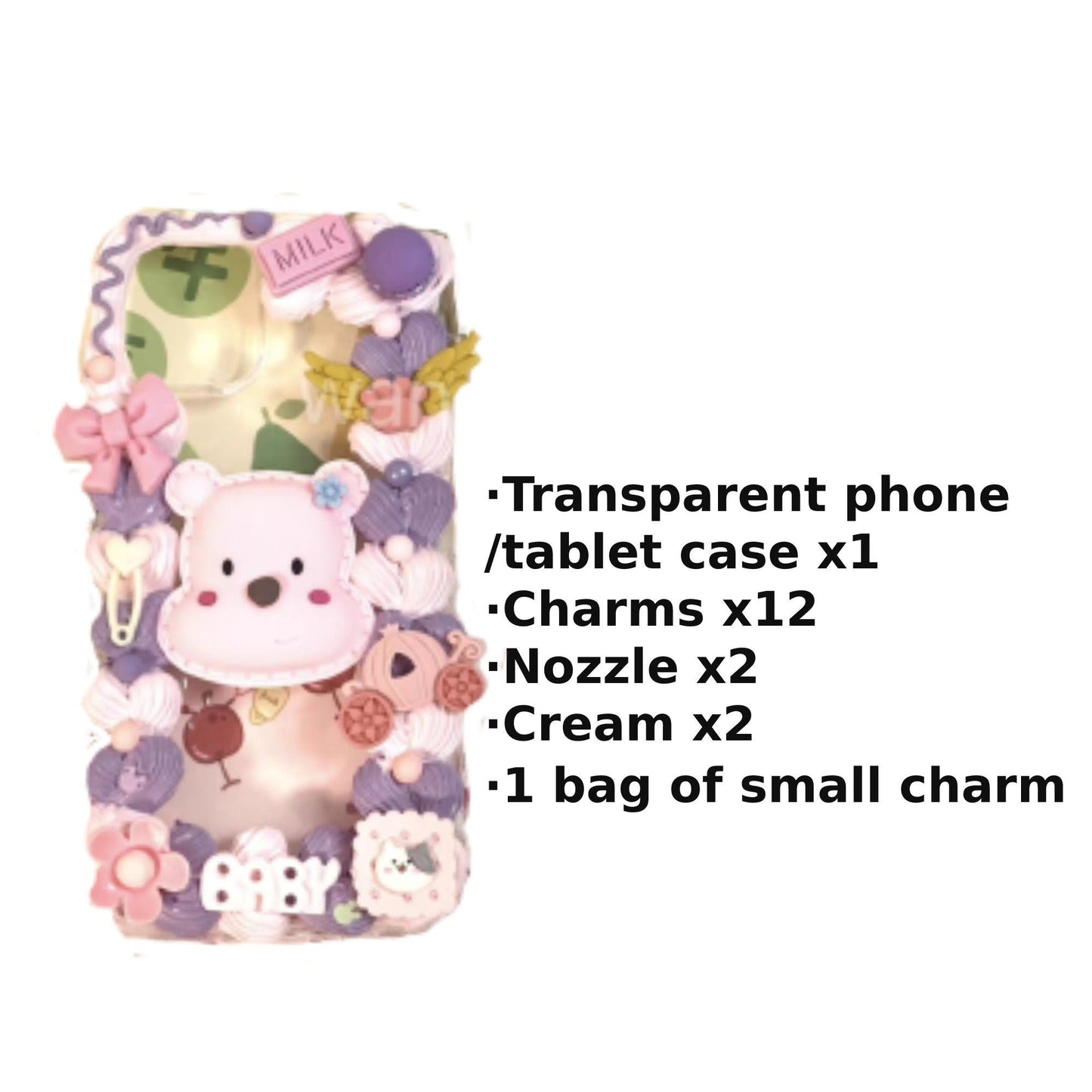 Decoden Custom Phone Case DIY Craft Kits | Kawaii Bunny Bear Strawberry Eggs Toast Stars Charms | Samsung Android