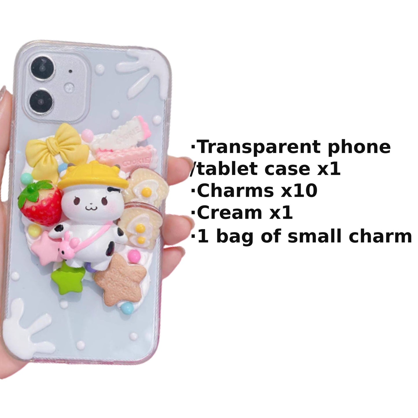 Decoden Custom Phone Case DIY Craft Kits | Kawaii Bunny Bear Strawberry Eggs Toast Stars Charms | Samsung Android