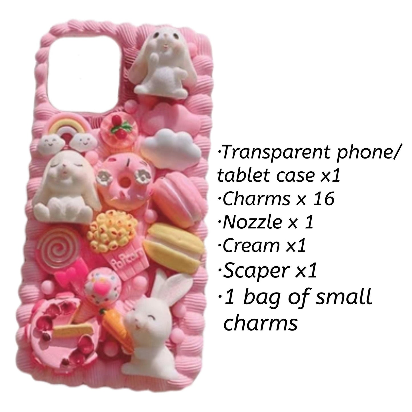 Decoden Custom Phone Case DIY Craft Kits | Kawaii Cat Rabbit Ice Cream Cake Candy Charms | Samsung Android iPhone Cases