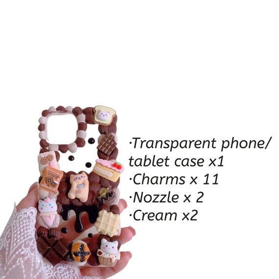 Decoden Custom Phone Case DIY Craft Kits | Kawaii Cat Rabbits Cat Shaped Food Rabbit Ears Charms | Samsung Android
