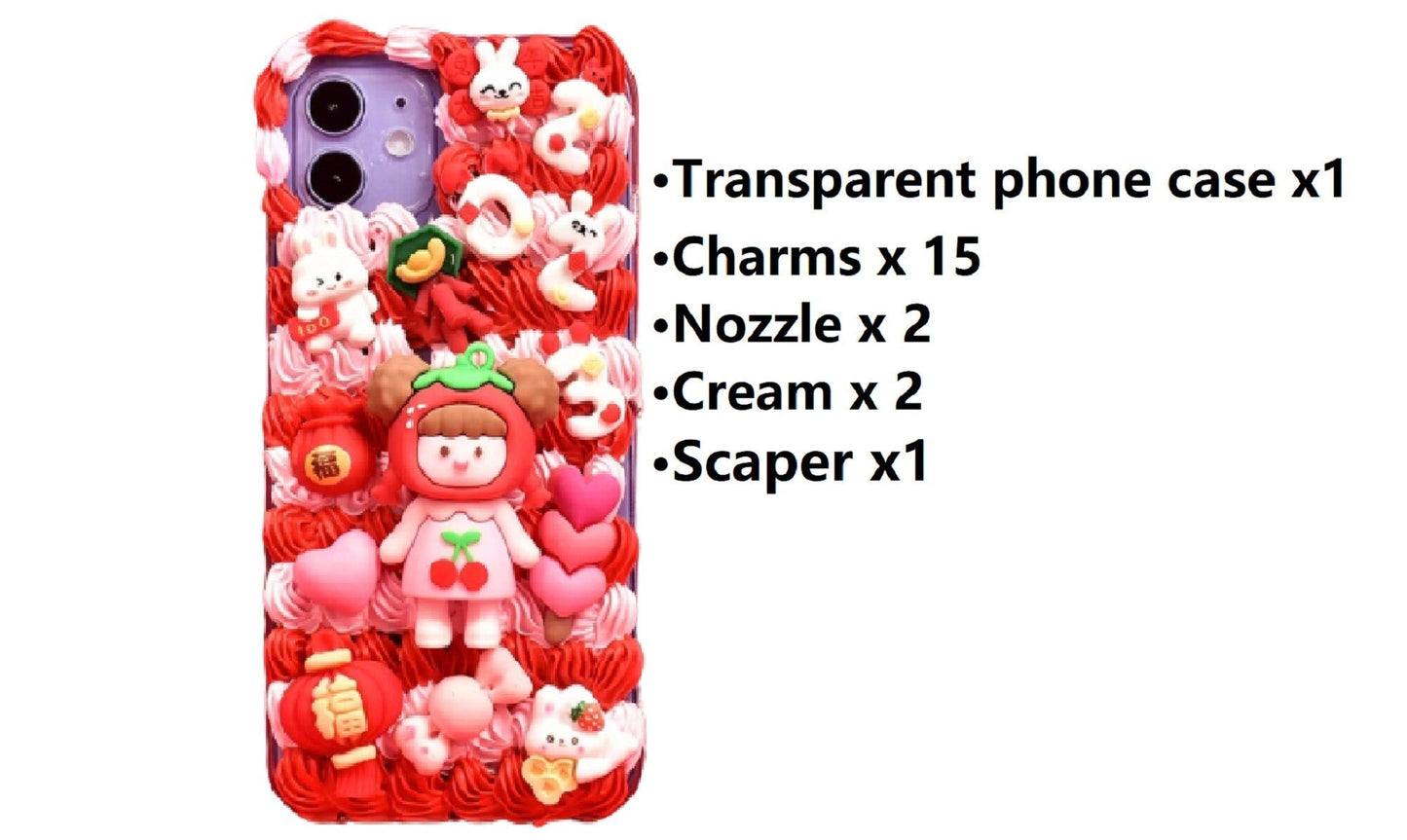 Decoden Custom Phone Case DIY Craft Kits | Kawaii Girl Christmas Santa Snowman Reindeer Winter Hats Charms | Samsung