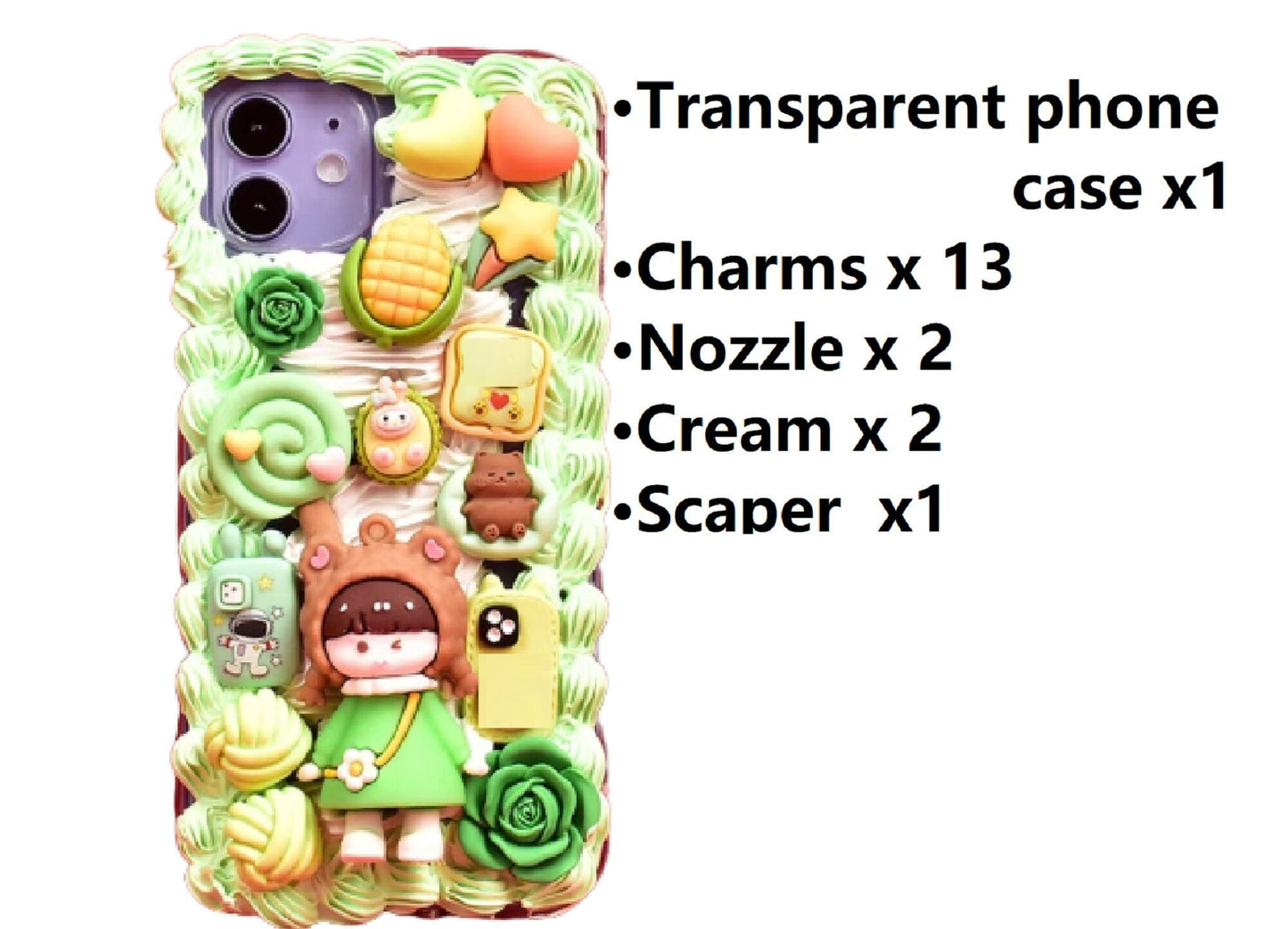 Decoden Custom Phone Case DIY Craft Kits | Kawaii Girl Christmas Santa Snowman Reindeer Winter Hats Charms | Samsung