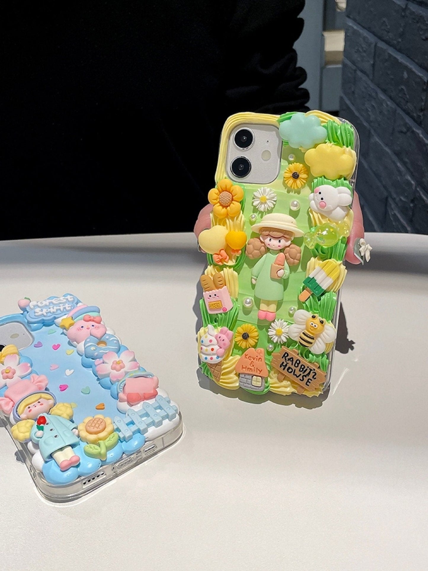 Decoden Custom Phone Case DIY Craft Kits | Kawaii Girl Plants Flowers Clouds Mushroom Candy Bee Charms | Samsung