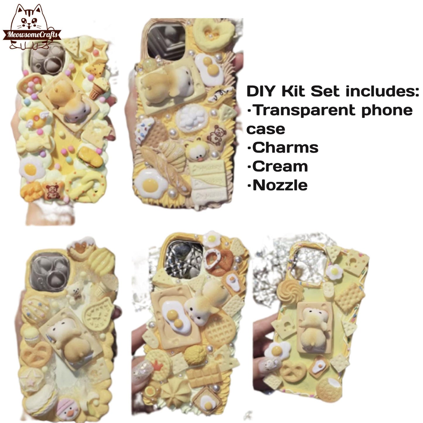 Decoden Custom Phone Case DIY Craft Kits | Kawaii Mouse Food Eggs Crackers Cookies Cheese Charms | Samsung Android
