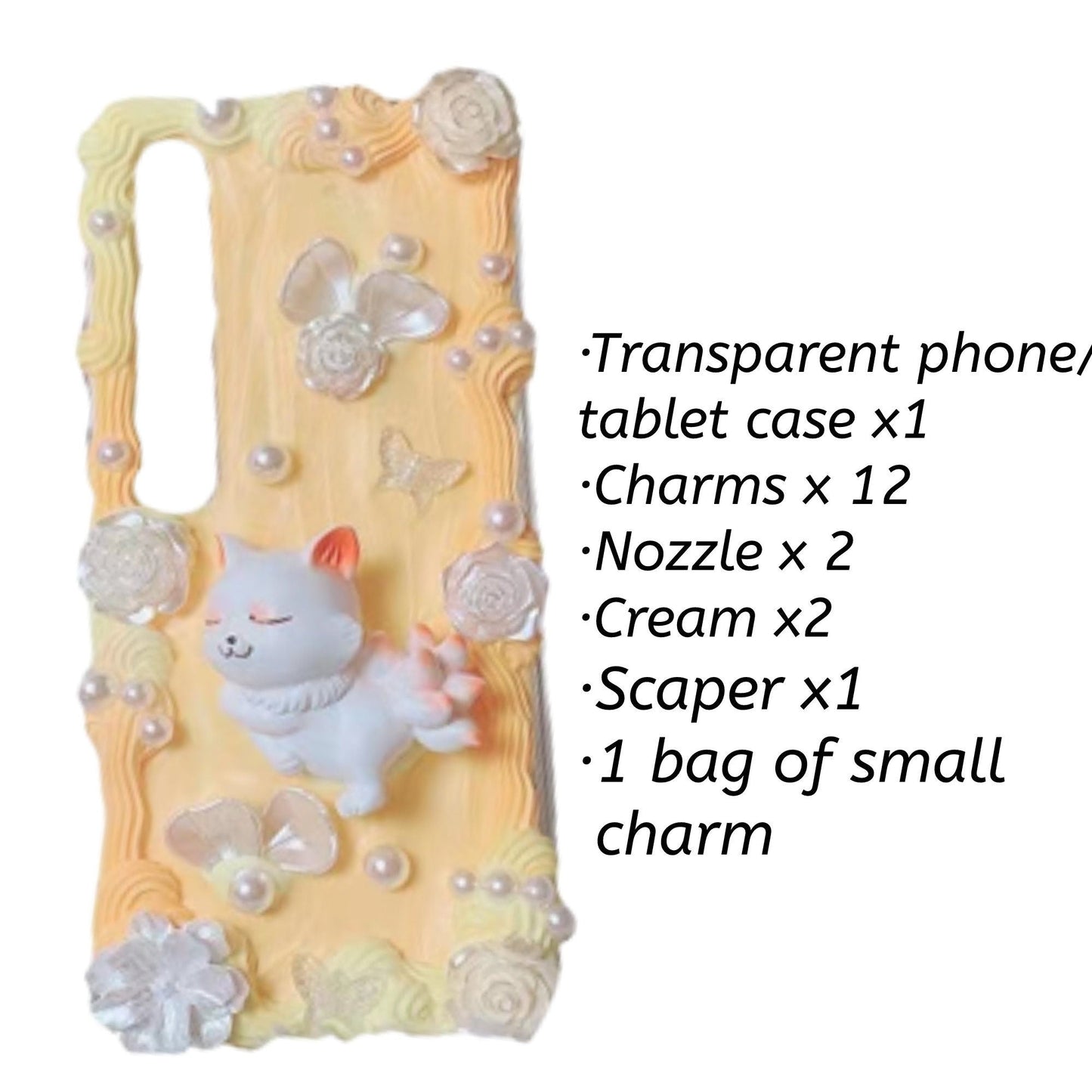 Decoden Custom Phone Case DIY Craft Kits | Kawaii Orange While Nine Tailed Fox Animal Charms | Samsung Android iPhone