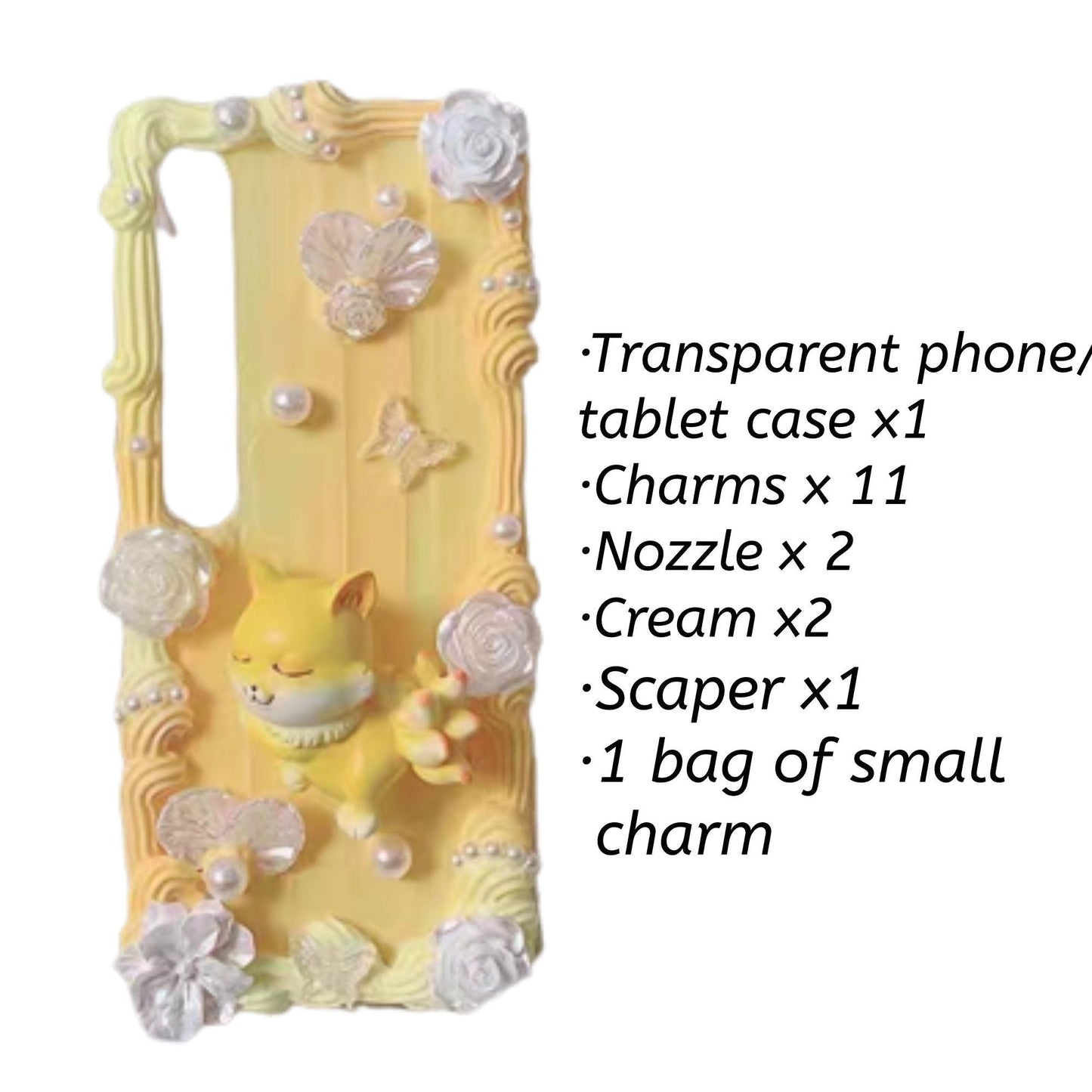 Decoden Custom Phone Case DIY Craft Kits | Kawaii Orange While Nine Tailed Fox Animal Charms | Samsung Android iPhone