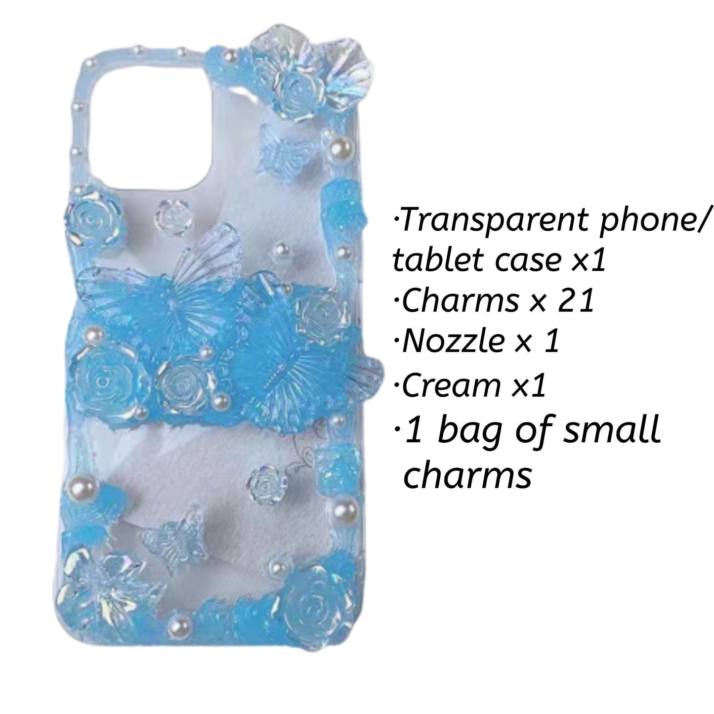 Decoden Custom Phone Case DIY Craft Kits | Long Stem Roses Butterflies Flowers Roses Pearls Charms | Samsung Android