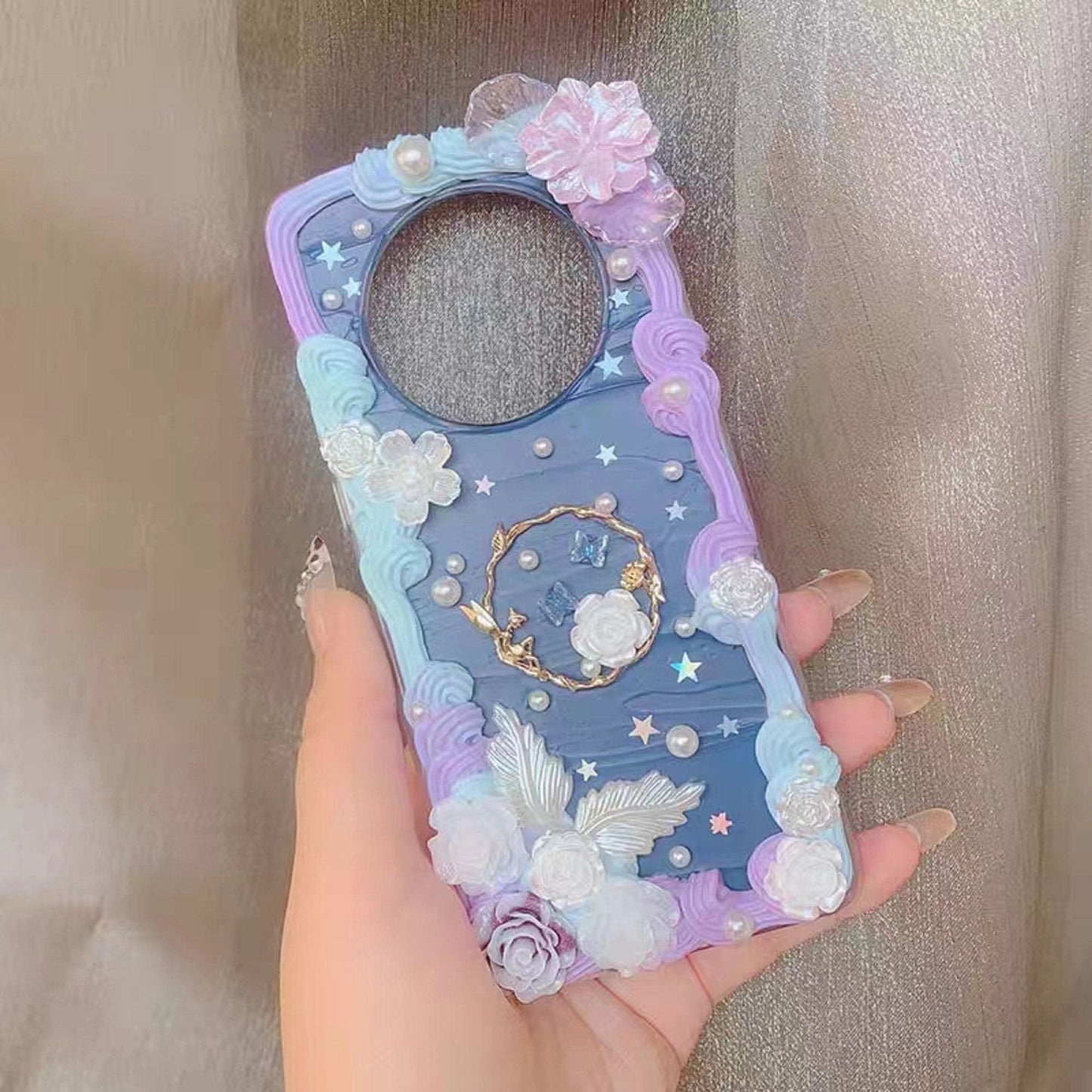 Decoden Custom Phone Case DIY Craft Kits | Long Stem Roses Twig Frame Fairy Flowers Stars Charms | Samsung Android