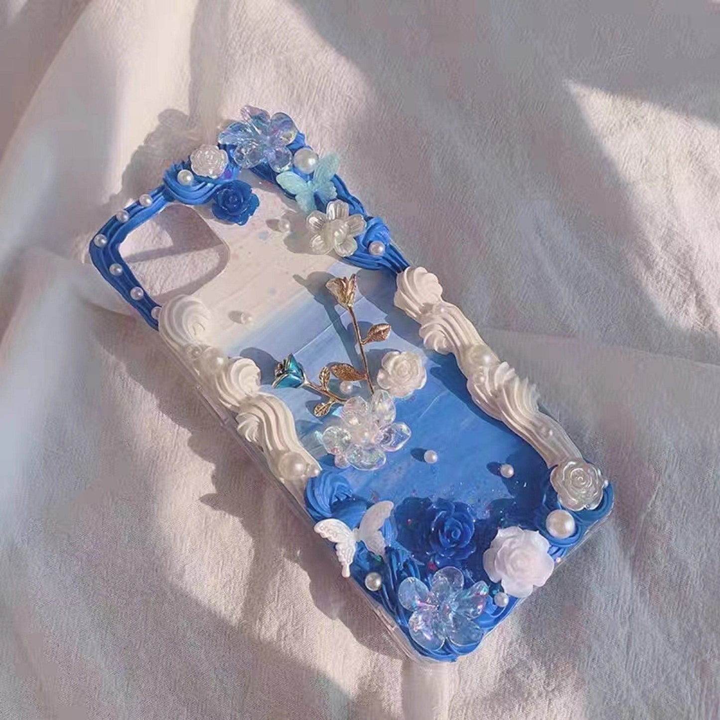 Decoden Custom Phone Case DIY Craft Kits | Long Stem Roses Twig Frame Fairy Flowers Stars Charms | Samsung Android