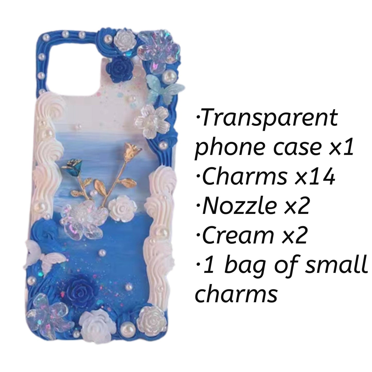 Decoden Custom Phone Case DIY Craft Kits | Long Stem Roses Twig Frame Fairy Flowers Stars Charms | Samsung Android
