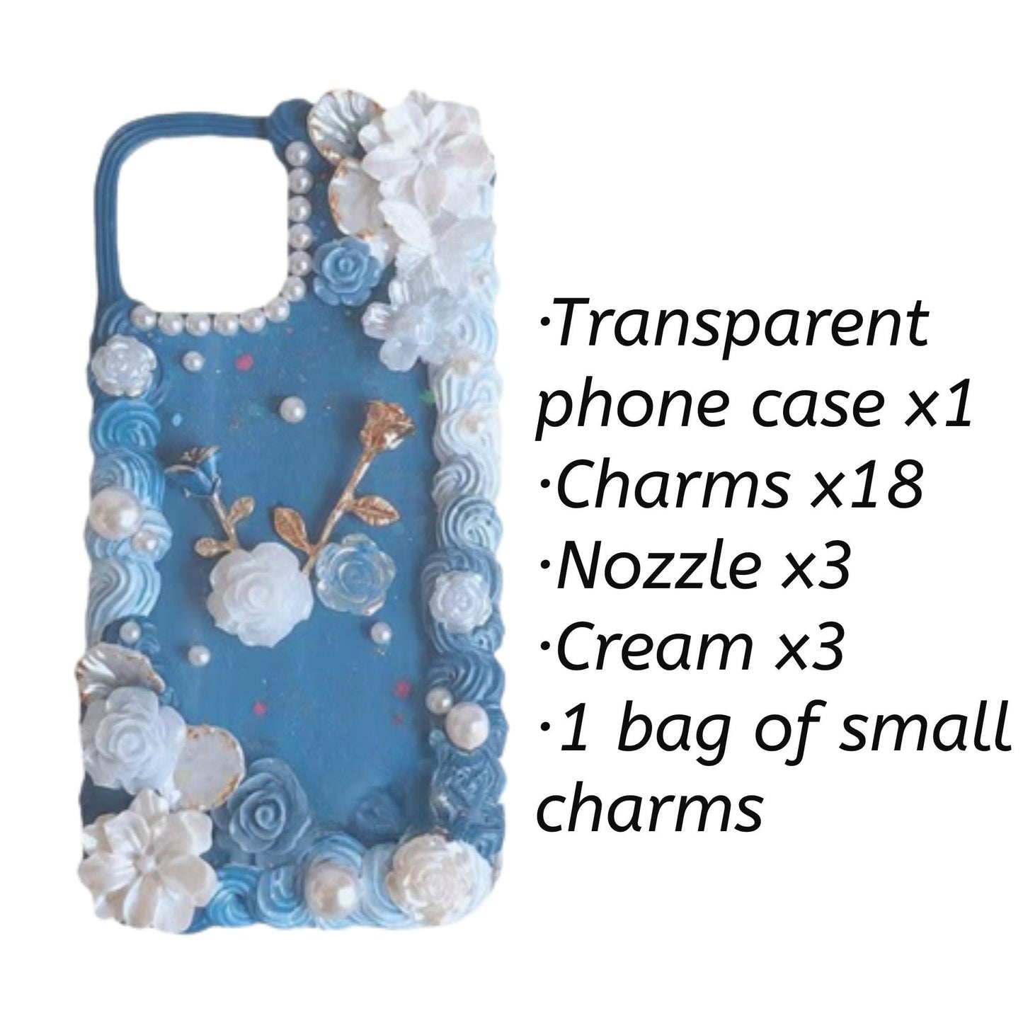 Decoden Custom Phone Case DIY Craft Kits | Long Stem Roses Twig Frame Fairy Flowers Stars Charms | Samsung Android