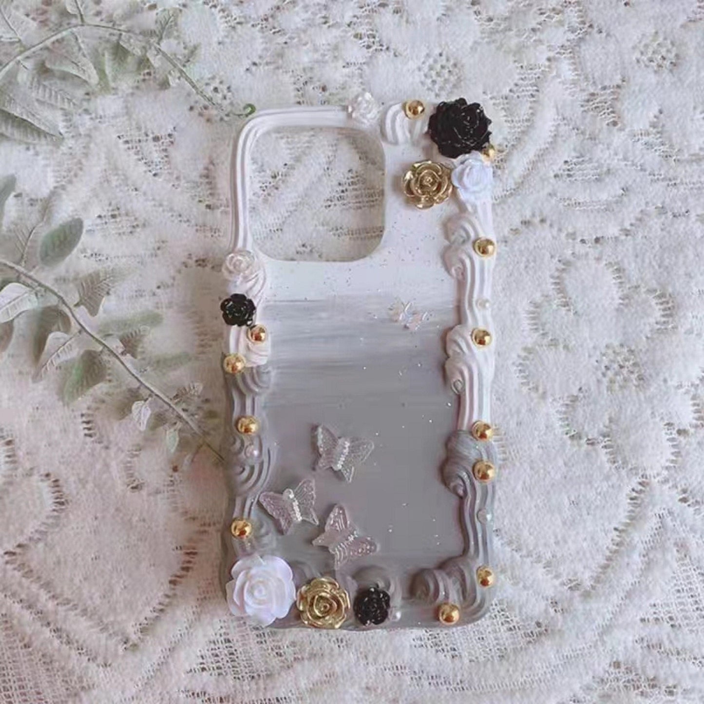 Decoden Custom Phone Case DIY Craft Kits | Pearl Flowers Roses Butterflies Pearls Charms | Samsung Android iPhone Cases