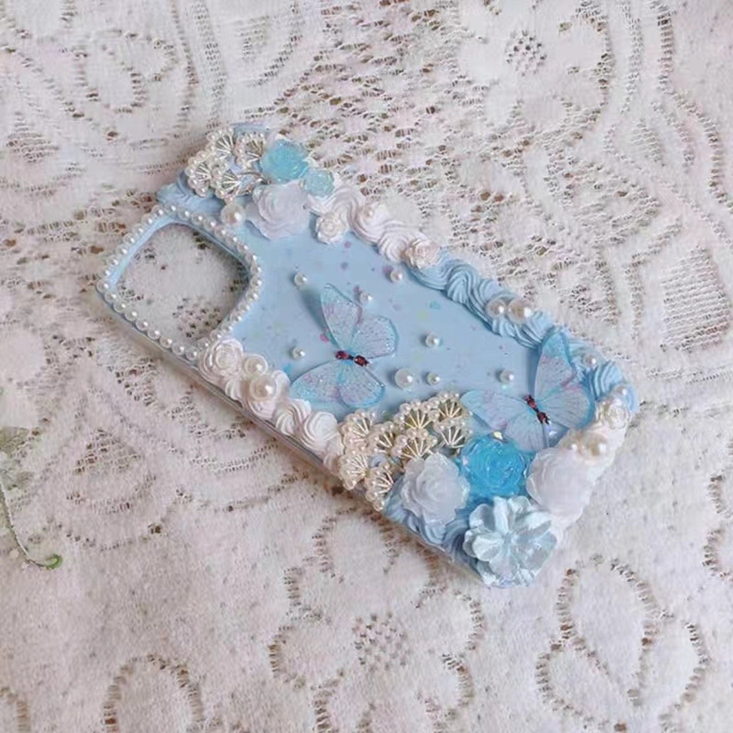 Decoden Custom Phone Case DIY Craft Kits | Pearl Flowers Roses Butterflies Pearls Charms | Samsung Android iPhone Cases