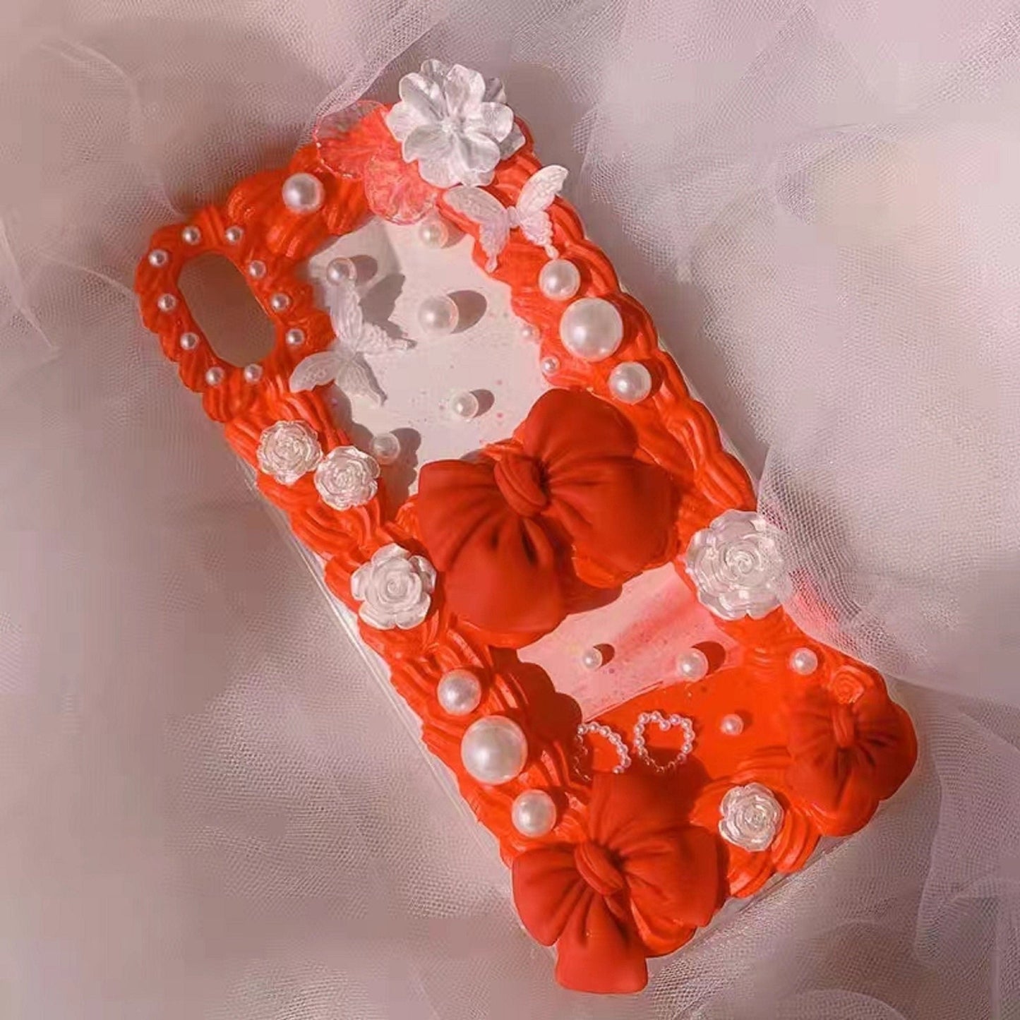 Decoden Custom Phone Case DIY Craft Kits | Pink Red Bows Lace Butterflies Pearls Charms | Samsung Android iPhone Cases