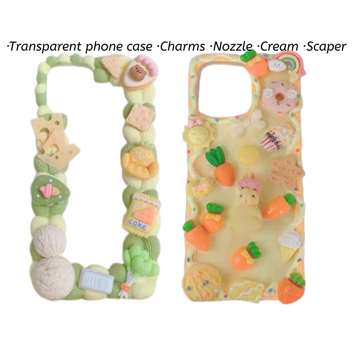 Decoden Custom Phone Case DIY Craft Kits | Rabbit Carrots Crackers Cookies Ice Cream Food Charms | Samsung Android
