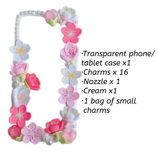 Decoden Custom Phone Case DIY Craft Kits | Sakura Flowers Daisies Rabbit Pearls Charms | Samsung Android iPhone Cases