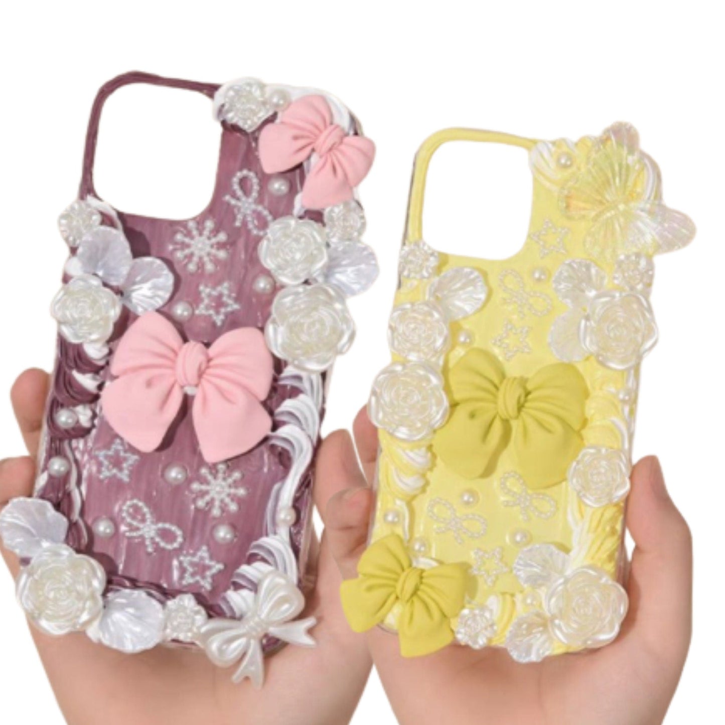 Decoden Custom Phone Case DIY Craft Kits | Yellow Blue Pink Bows Stars Snowflakes Roses Charms | Samsung Android iPhone