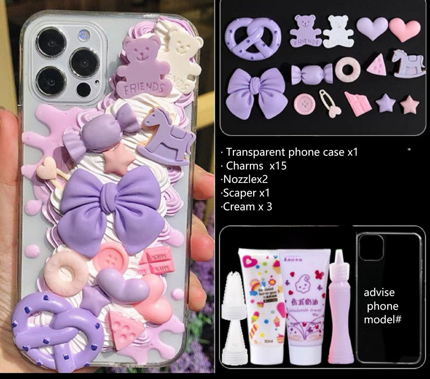 Decoden Custom Phone Case DIY Craft Kits | Yellow Pink Ribbons Daises Flowers Tear Drop Pearls Charms | Samsung Android