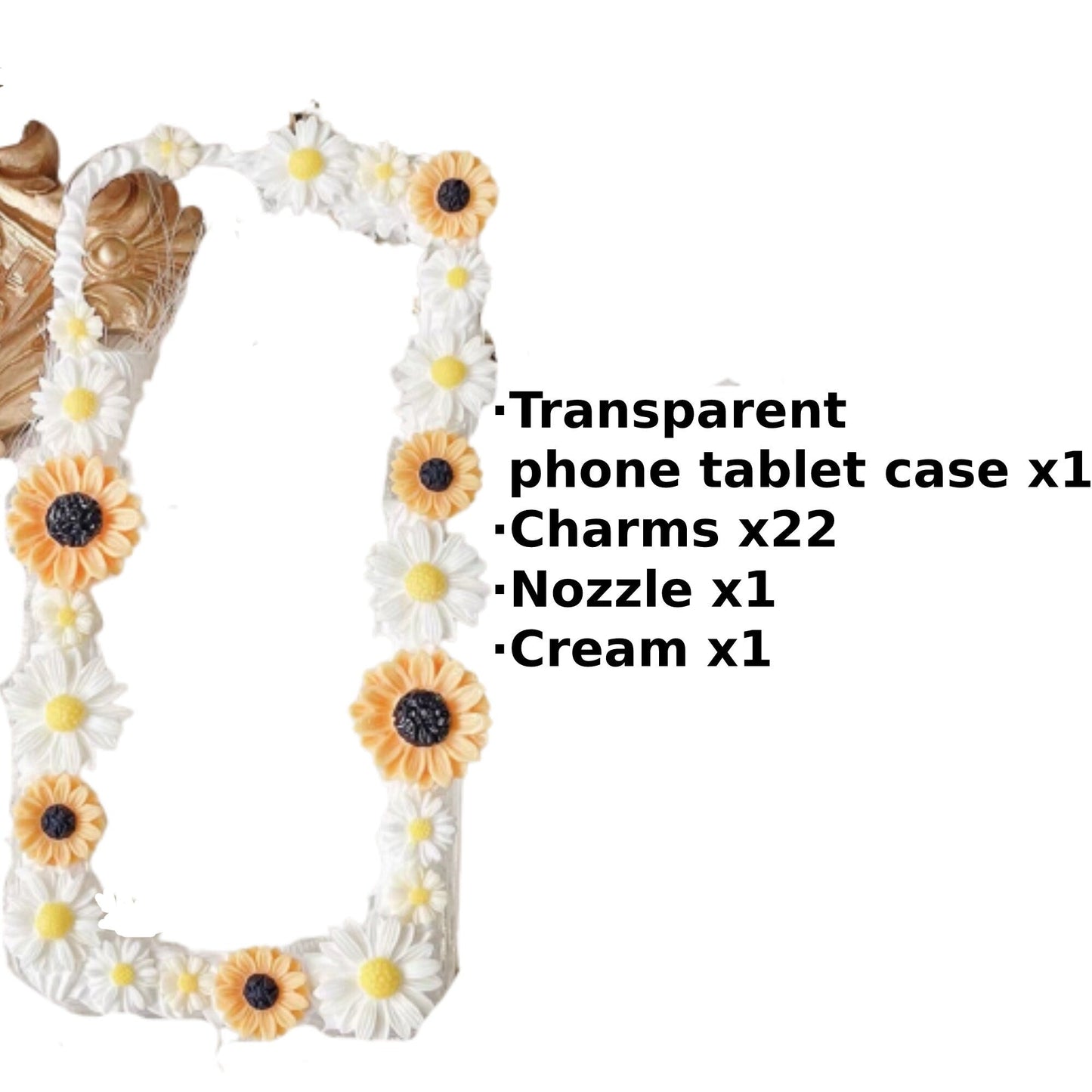 Decoden Custom Phone Case DIY Craft Kits | Yellow White Daises Flowers Butterflies Pearls Charms | Samsung Android