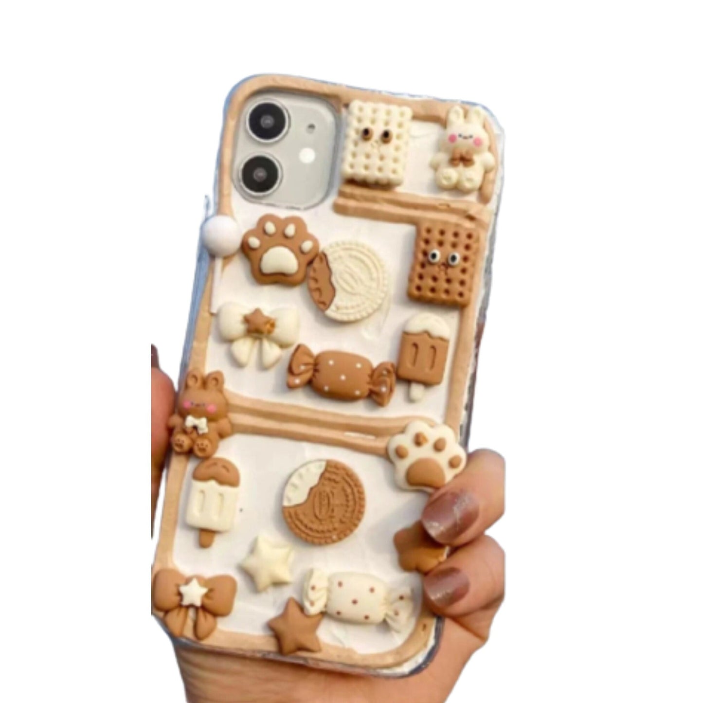 Finished Handmade Decoden Phone Case | Rabbit Paw Cookies Candy Lollipop Dessert Charms | Samsung Android iPhone Cases