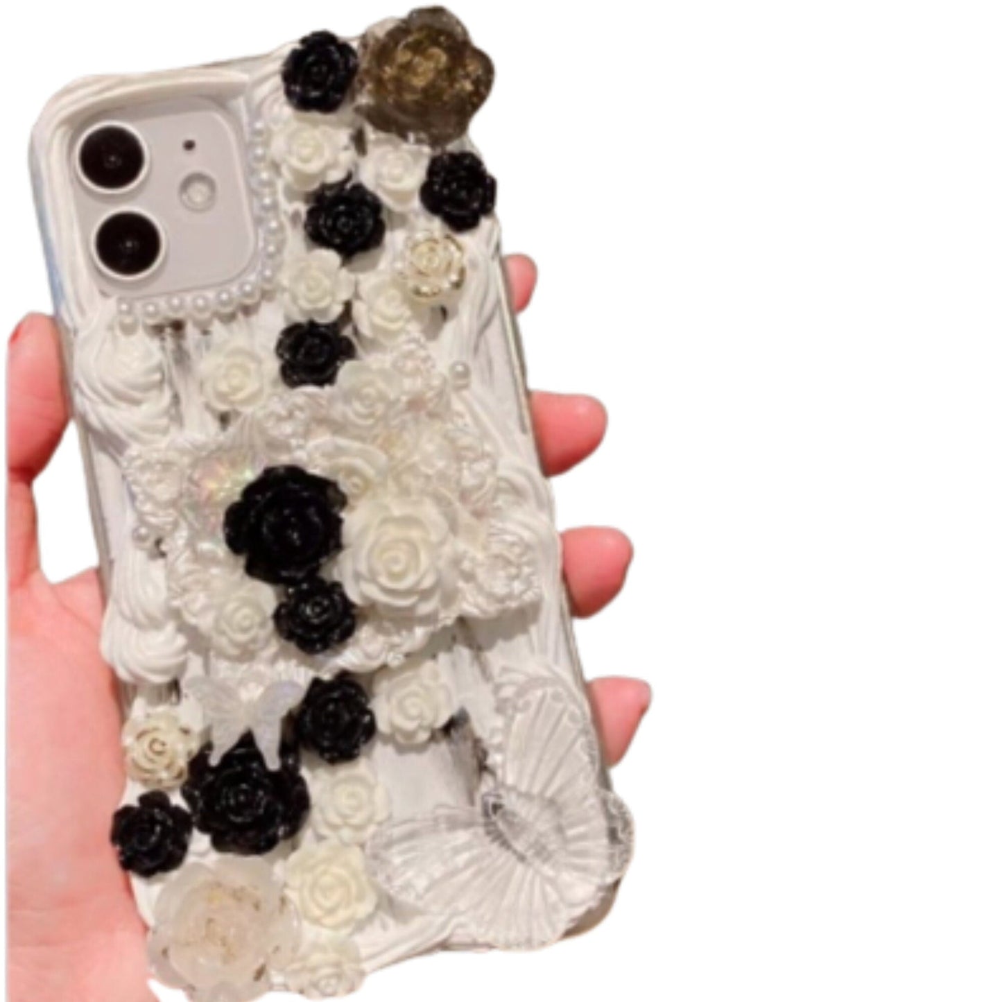 Finished Handmade Decoden Phone Cases | Angels Frames Flowers Daises Lace Pearls Charms | Samsung Android iPhone Cases