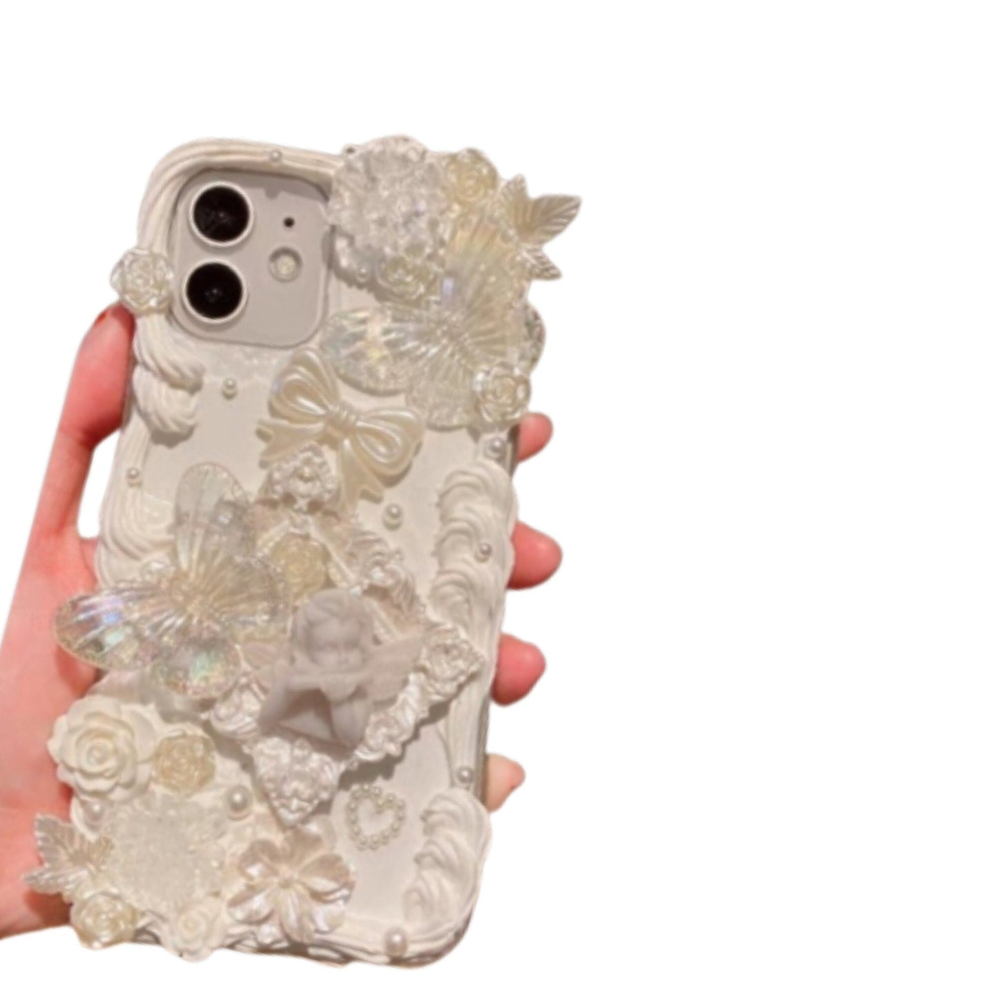Finished Handmade Decoden Phone Cases | Angels Frames Flowers Daises Lace Pearls Charms | Samsung Android iPhone Cases
