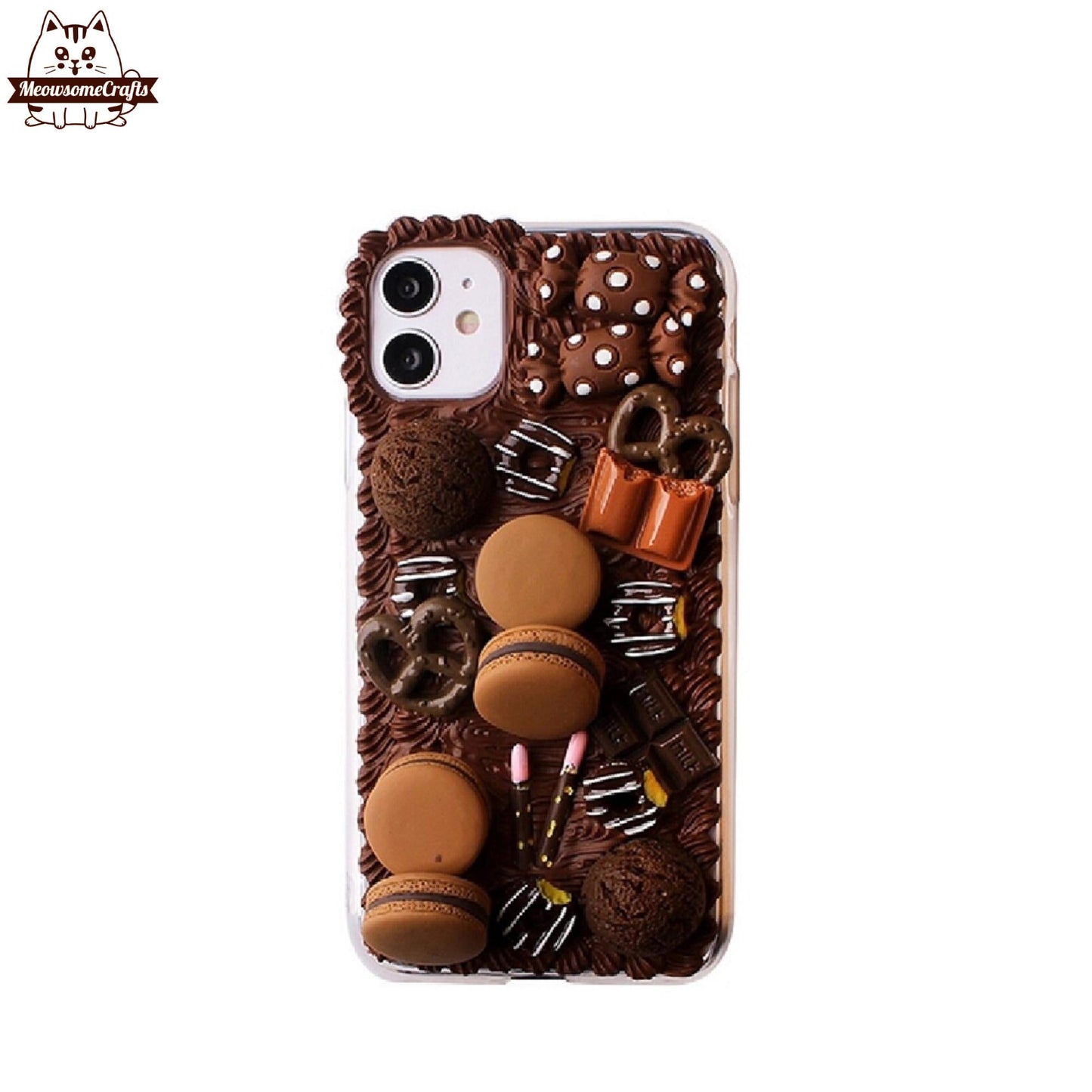 Finished Handmade Decoden Phone Cases | Chocolate Strawberry Ice Cream Cookies Candy Dessert Charms | Samsung Android