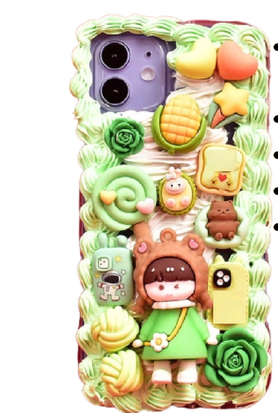 Finished Handmade Decoden Phone Cases | Christmas Kawaii Girl Santa Snowman Reindeer Winter Hats Cookies Phones Charms