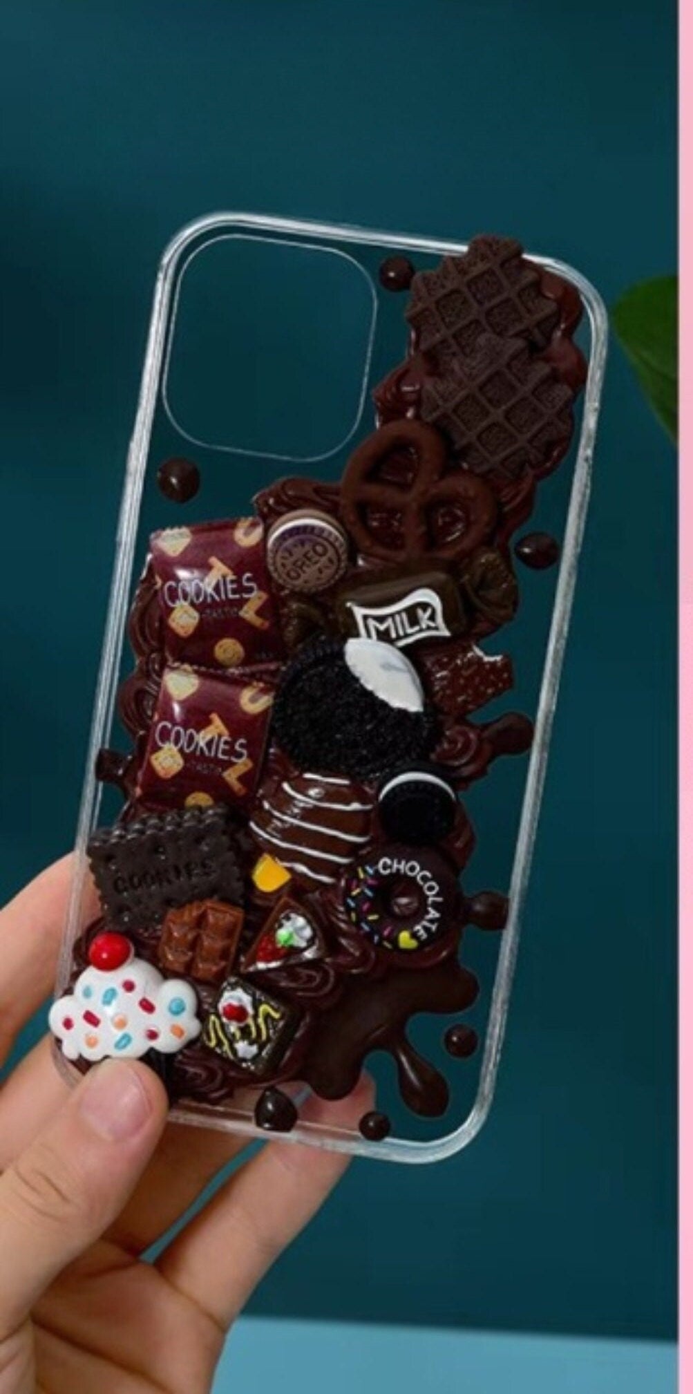 Finished Handmade Decoden Phone Cases | Ice Cream Cone Cookies Candy Cupcake Chocolate Dessert Charms | Samsung Android