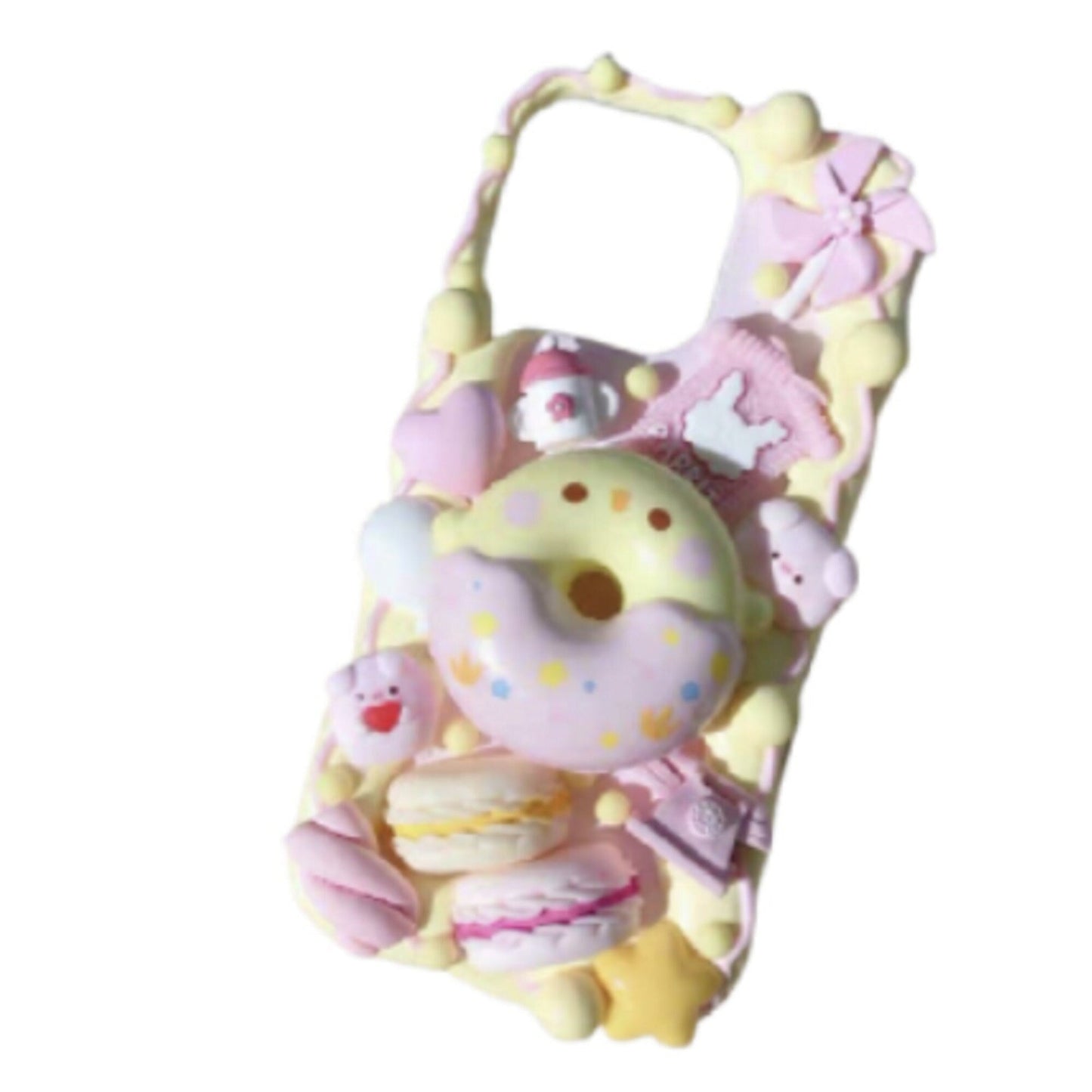 Finished Handmade Decoden Phone Cases | Kawaii Animal Frosted Donuts Bear Chick Cat Dog Balloons Charms | Samsung