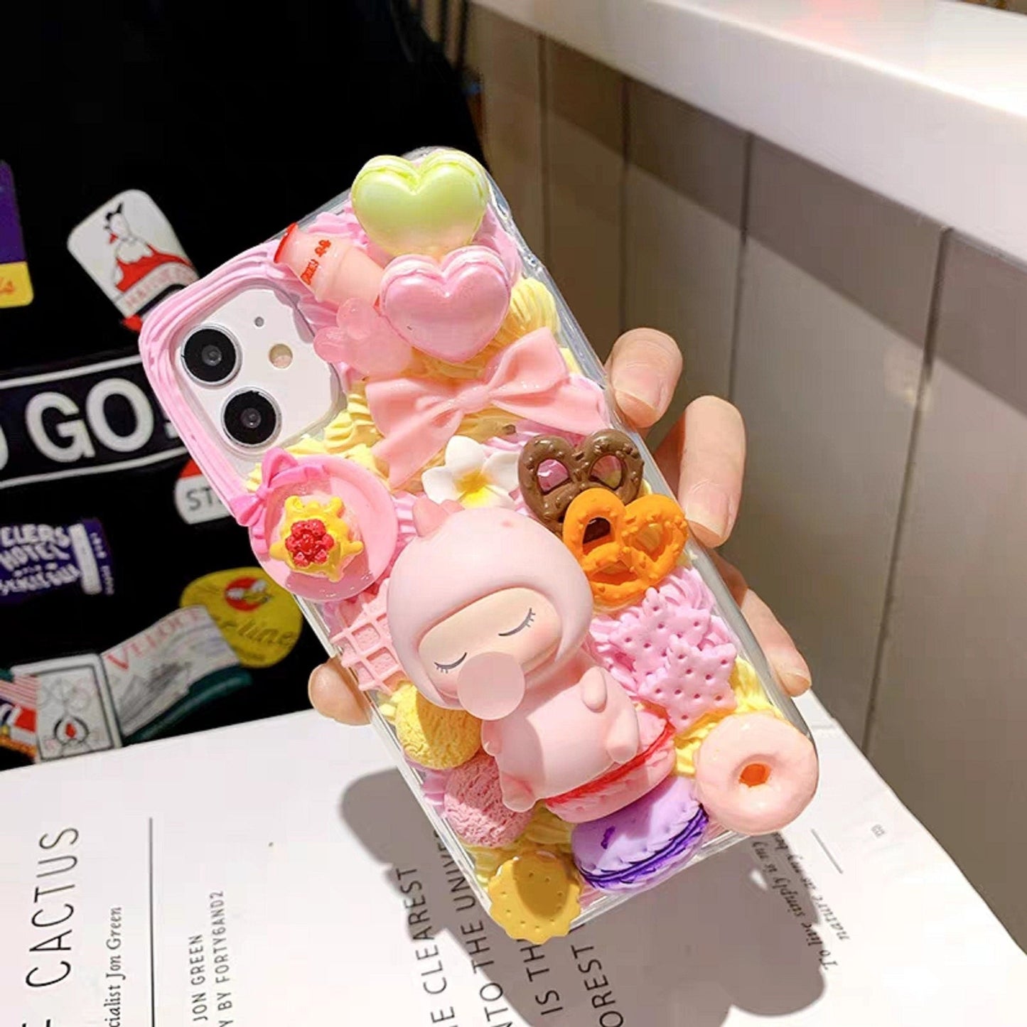Finished Handmade Decoden Phone Cases | Kawaii Baby Cookies Ice Cream Hearts Candy Charms | Samsung Android iPhone