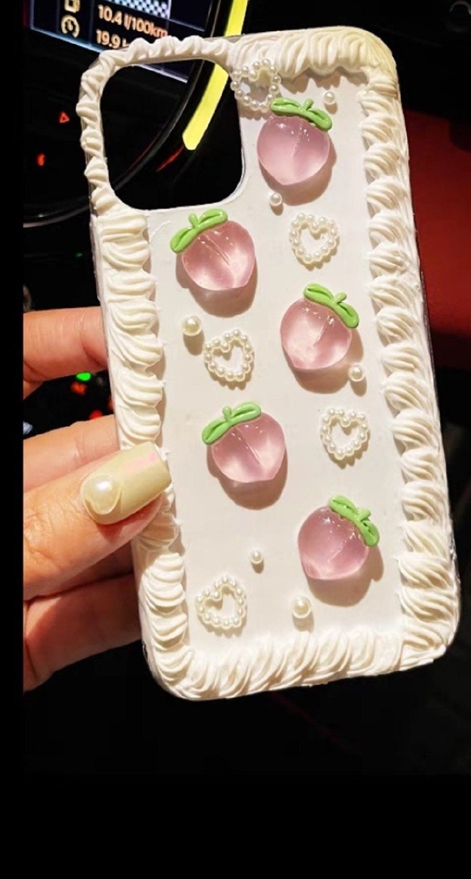 Finished Handmade Decoden Phone Cases | Kawaii Rabbit Bow Strawberry Peach Fruits Ice Cream Pearls Bows Charms