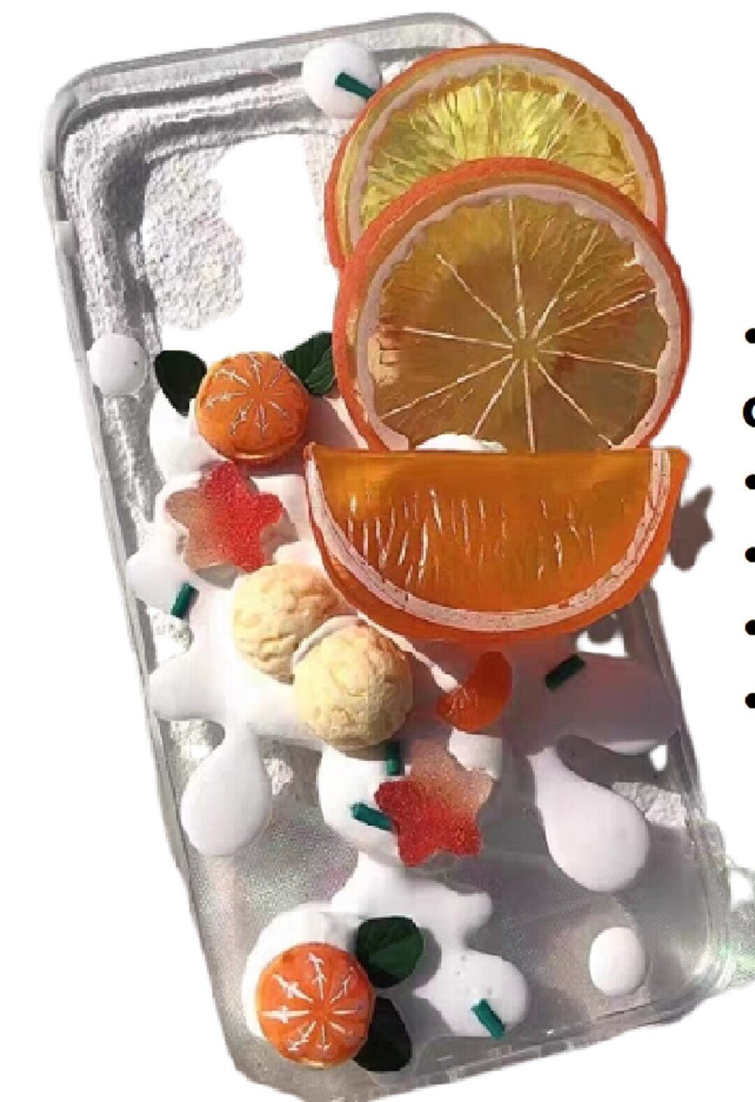Finished Handmade Decoden Phone Cases | Lemon Orange Slices Pineapple Banana Fruits Charms | Samsung Android iPhone