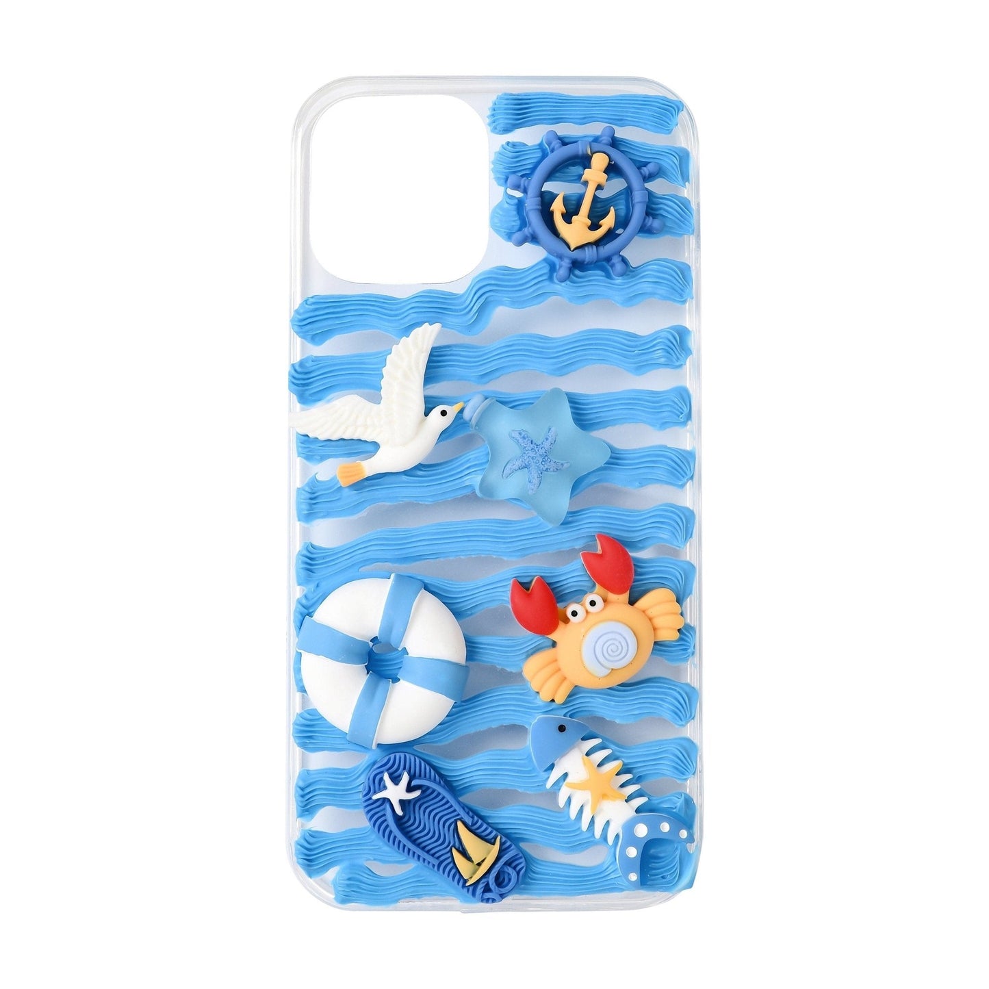 Finished Handmade Decoden Phone Cases | Ocean Sea Dolphin Starfish Crab Fish Clouds Rainbow Boat Charms | Samsung