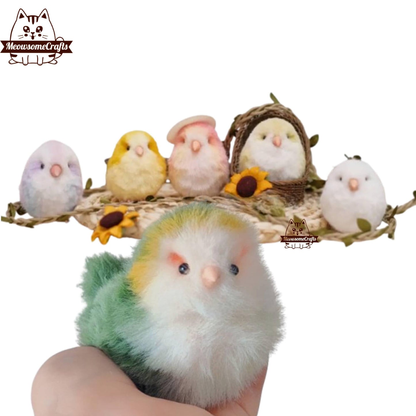 Handmade Chenille Stem Adorable Fluffy Birds Keychains Ornaments | Animal Figurine