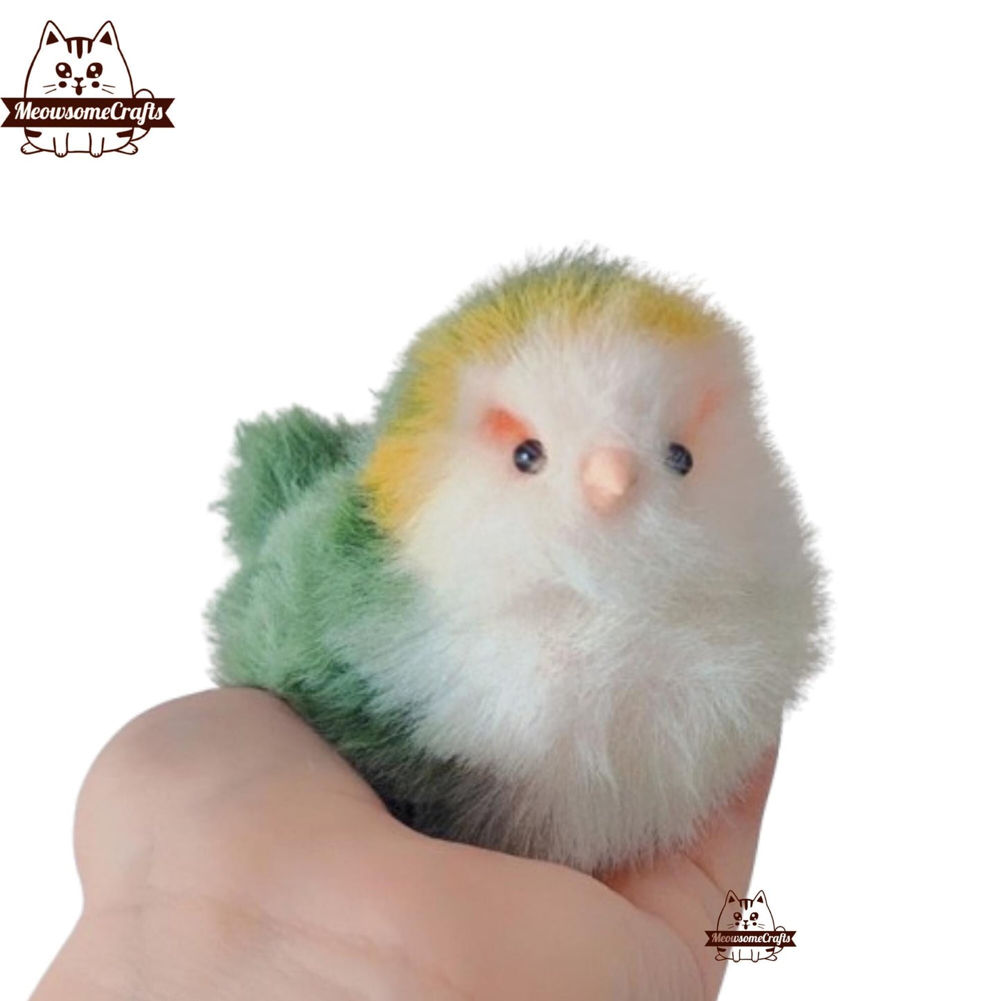 Handmade Chenille Stem Adorable Fluffy Birds Keychains Ornaments | Animal Figurine - F