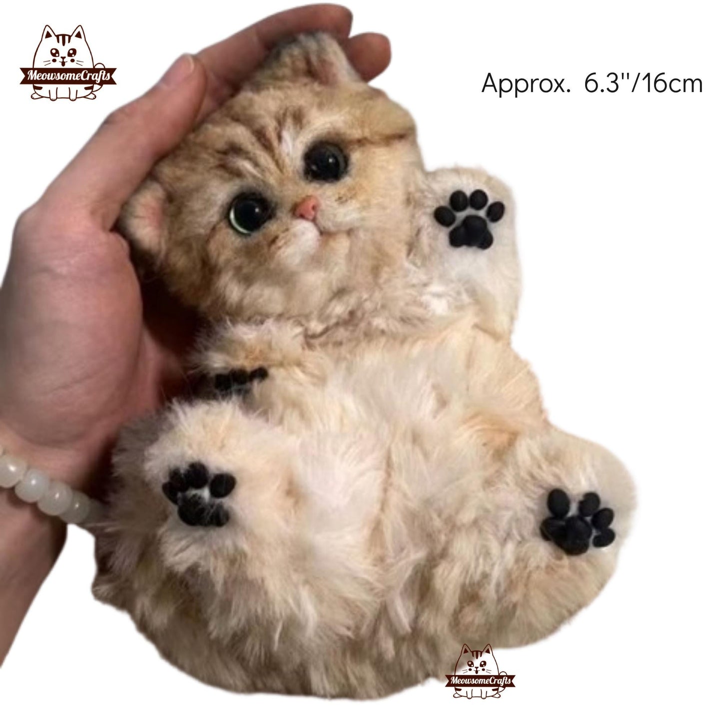 Handmade Chenille Stem Fluffy Brown Kitty Kitten Cat Keychain Bag Ornament | Animal Figurine