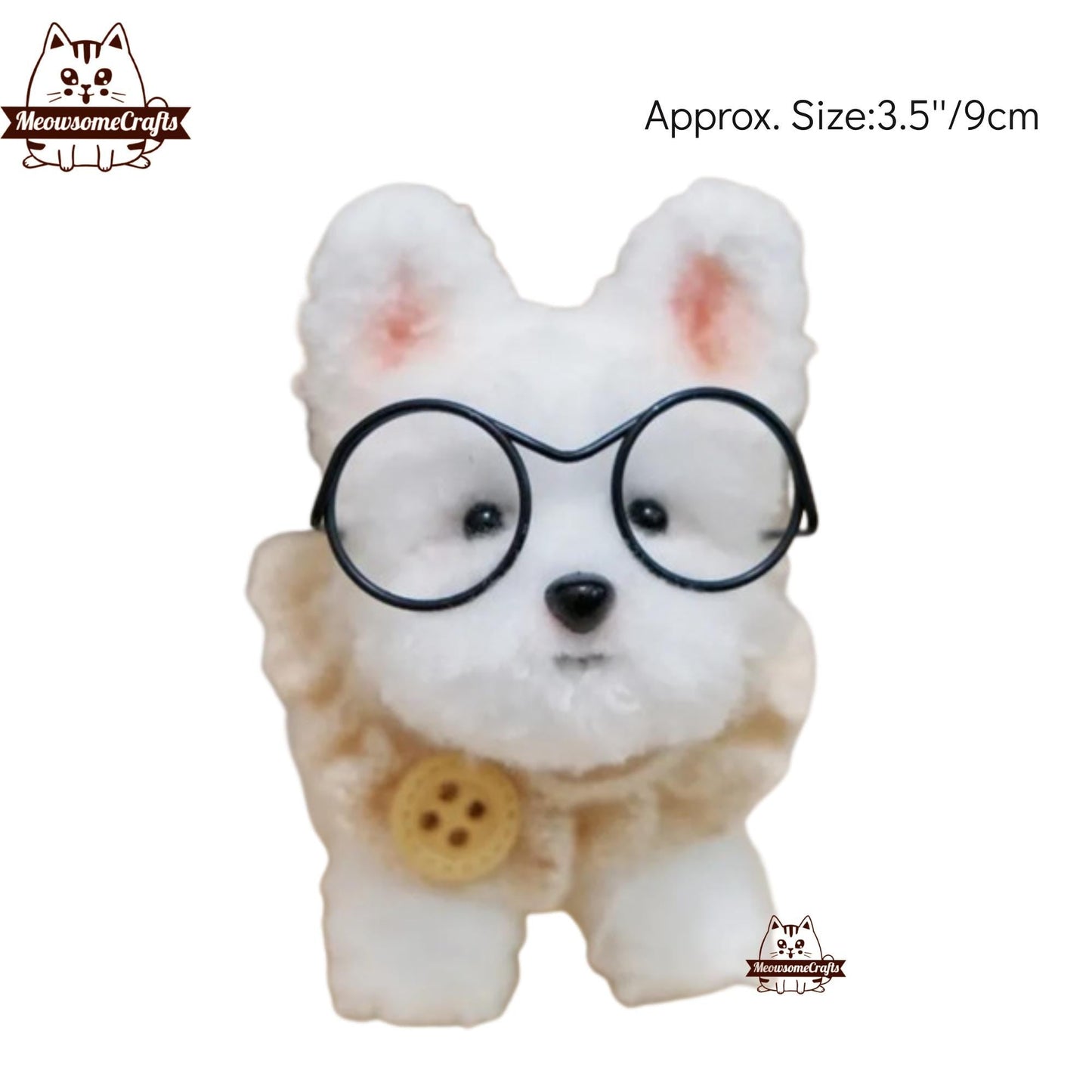 Handmade Chenille Stem Fluffy Dogs Pomeranian Dalmatian Keychain Ornament | Animal Figurines - G